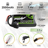 OVONIC 7.4V 20C 2500mAh 2S Lipo Battery with DC-5521 Plug for FPV Fatshark Goggles